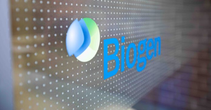 na zdjęciu znajduje się logo firmy Biogen