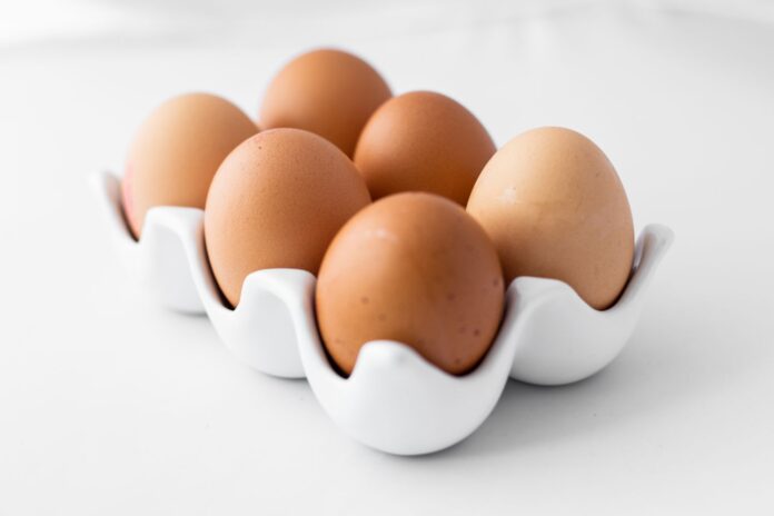 na zdjęciu znajdują się kurze jajka